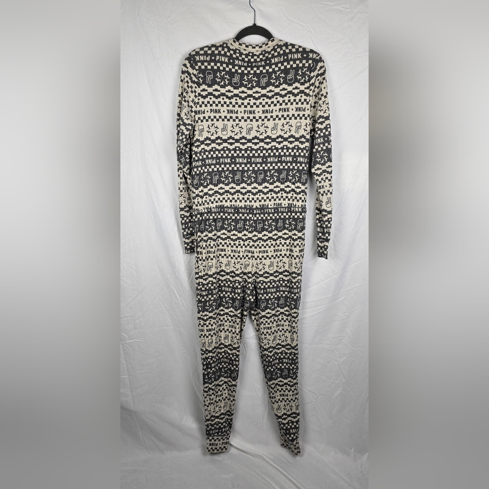 Victoria's Secret Pink Thermal Printed One Piece Long Jane Sleepwear sz L - Picture 4 of 7